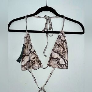 Nasty Gal Snakeskin Triangle Bikini Top Size 20